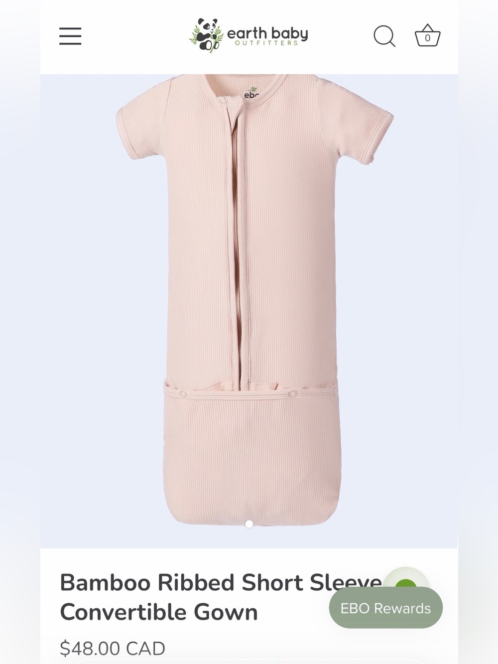 Earth Baby Outfitters: Baby Bamboo Ribbed Short Sleeve Convertible Gown